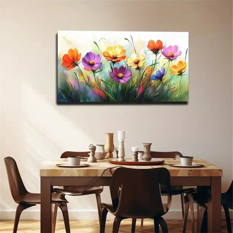 Vibrant Gesang Flowers Painting Wall Art Canvas Office Home Room Framed 120x60cm