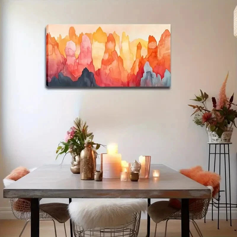 Colorful Mountain Landscape Wall Art Canvas Office Home Room Framed 120x60cm - Bella Home Decor