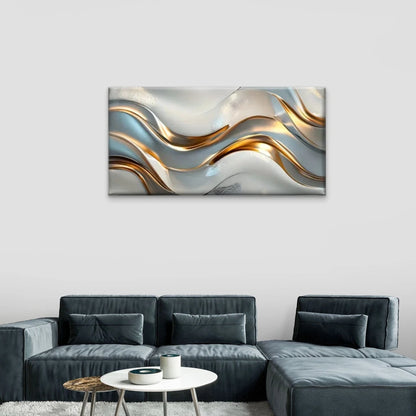 Gold Silvery Swirl Abstract Wall Art Canvas Office Home Room Framed 120x60cm