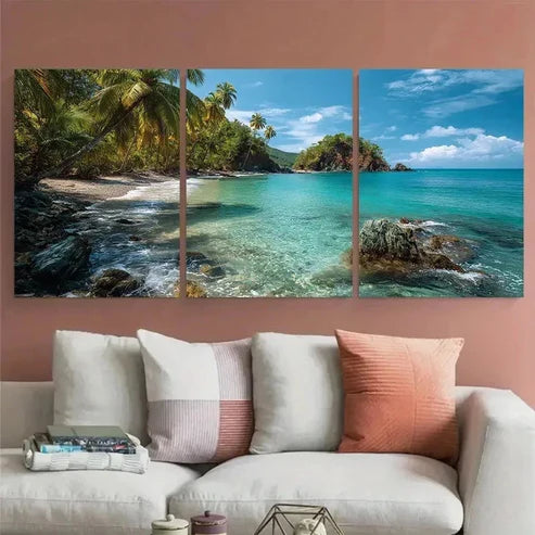 3pcs Trinidad And Tobago Caribbean Wall Art Set Canvas Unframed - High Quality Print 100% Australian Made Wall Canvas