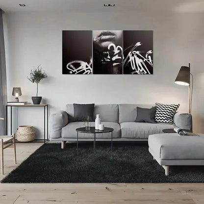 3pcs Black & White Minimalist Graffiti Metal Print Ready to Hang Art - Bella Home Decor