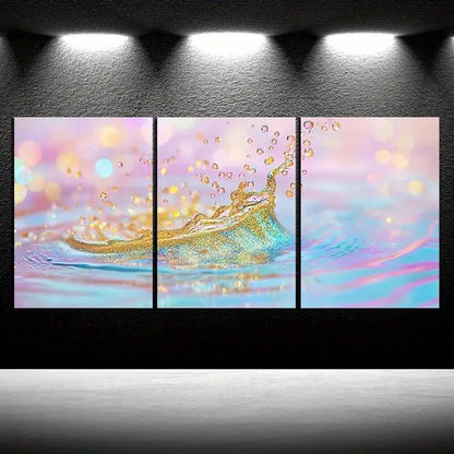 3pcs Beautiful Waves Colourful Water Metal Print Ready to Hang Art - Bella Home Decor