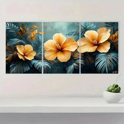 3pcs  Beige Flower Tropical  EU    Wall Art Set Canvas Framed 60x90cm - High Quality Print 100% Australian Made Wall Canvas Ready to Hang - Bella Home Decor