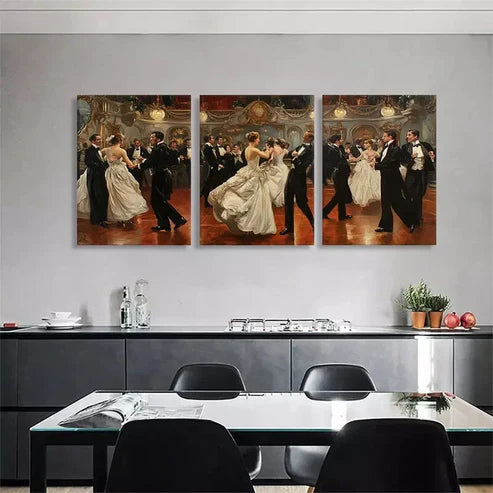 3pcs Elegant Ballroom Dance Couples Wall Art Canvas Unframed - High Quality Print 100% Australian Made Wall Canvas