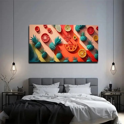 Abstract Pineapple Orange Wall Art Canvas Office Home Room Framed 120x60cm