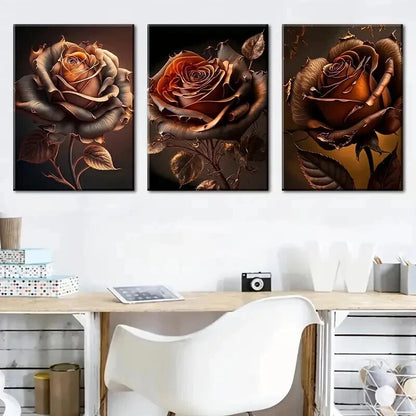 3pcs Withered Roses Décor Mural Perfect Wall Art Set Canvas Framed 50x70cm - High Quality Print 100% Australian Made Wall Canvas Ready to Hang - Bella Home Decor