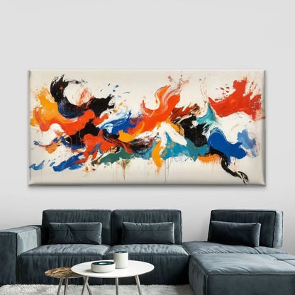 Dynamic Brushstrokes Abstract Wall Art Canvas Office Home Room Framed 120x60cm