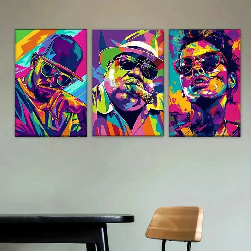 3pcs Featuring 'The Three Stooges Wall Art Set Canvas Framed 40x60cm - High Quality Print 100% Australian Made Wall Canvas Ready to Hang