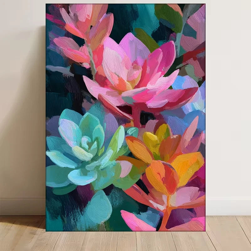 Abstract Colorful Succulent Flowers 60x90cm Metal Print Ready to Hang