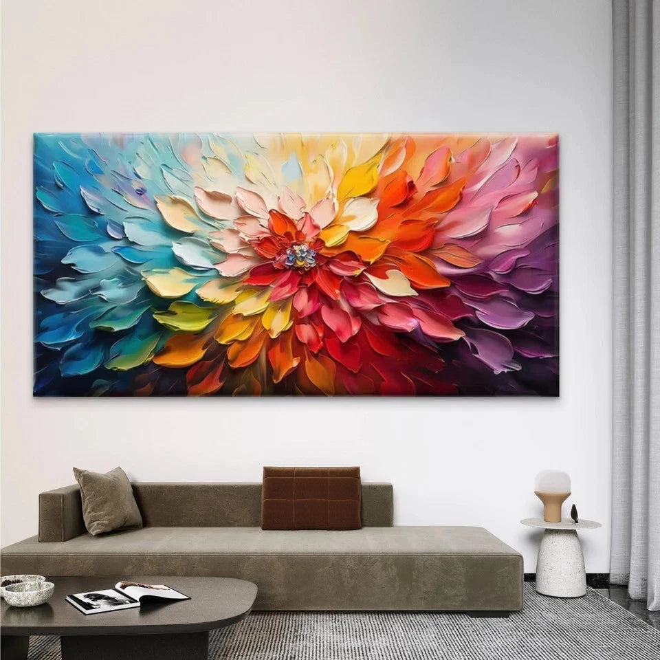 Vibrant Abstract Floral Petals Wall Art Canvas Office Home Room Framed 120x60cm