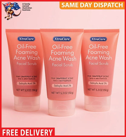 3x XtraCare Acne Face Wash – Oil-Free Foaming Scrub with Salicylic Acid 2%, 150g