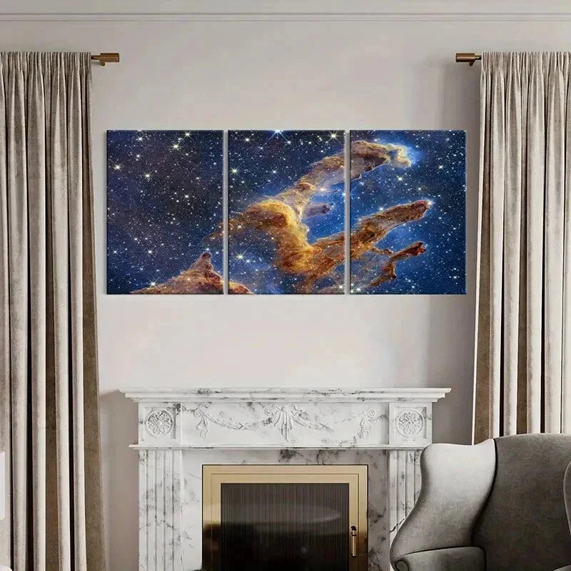 3pcs Space-Themed Cosmic Nebula Decor Wall Art Set Canvas Framed 50x70cm - High Quality Print 100% Australian Made Wall Canvas Ready to Hang - Bella Home Decor