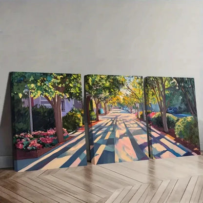 3pcs Dancing Shadows on Sunlit Paths Wall Art Set Canvas Unframed - High Quality Print 100% Australian Made Wall Canvas - Bella Home Decor
