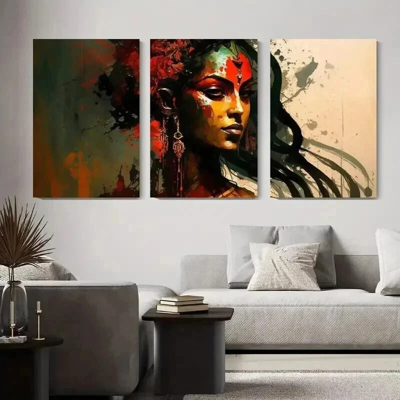 3pcs Abstract Woman Modern Vibrant Perfect Wall Art Set Canvas Framed 50x70cm - High Quality Print 100% Australian Made Wall Canvas Ready to Hang - Bella Home Decor