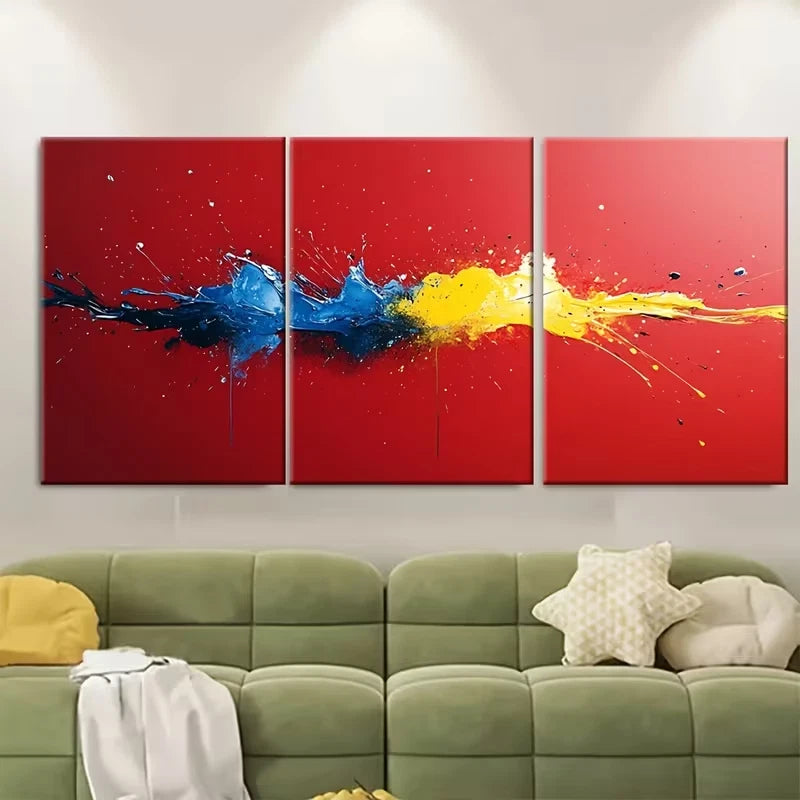 3pcs Abstract Splatter Print Metal Print Ready to Hang Art - Bella Home Decor