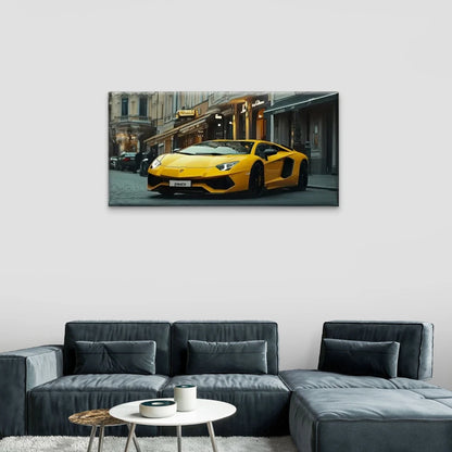 New Supercars Yellow Lambo Wall Art Canvas Office Home Room Framed 120x60cm