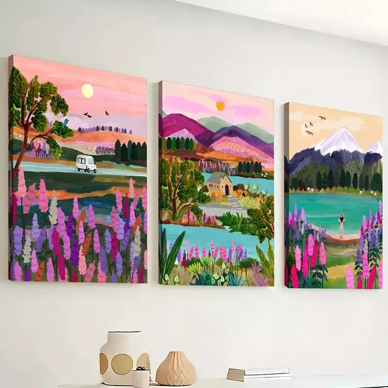3pcs Artistic Landscape Abstract Canvas Framed 40x60cm - High Quality Print 100% Australian Made Wall Canvas Ready to Hang - Bella Home Decor