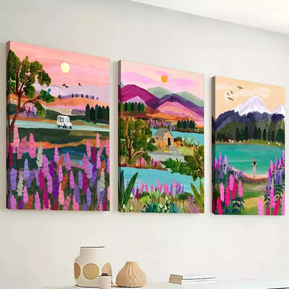 3pcs Artistic Landscape Abstract Canvas Framed 40x60cm - High Quality Print 100% Australian Made Wall Canvas Ready to Hang - Bella Home Decor