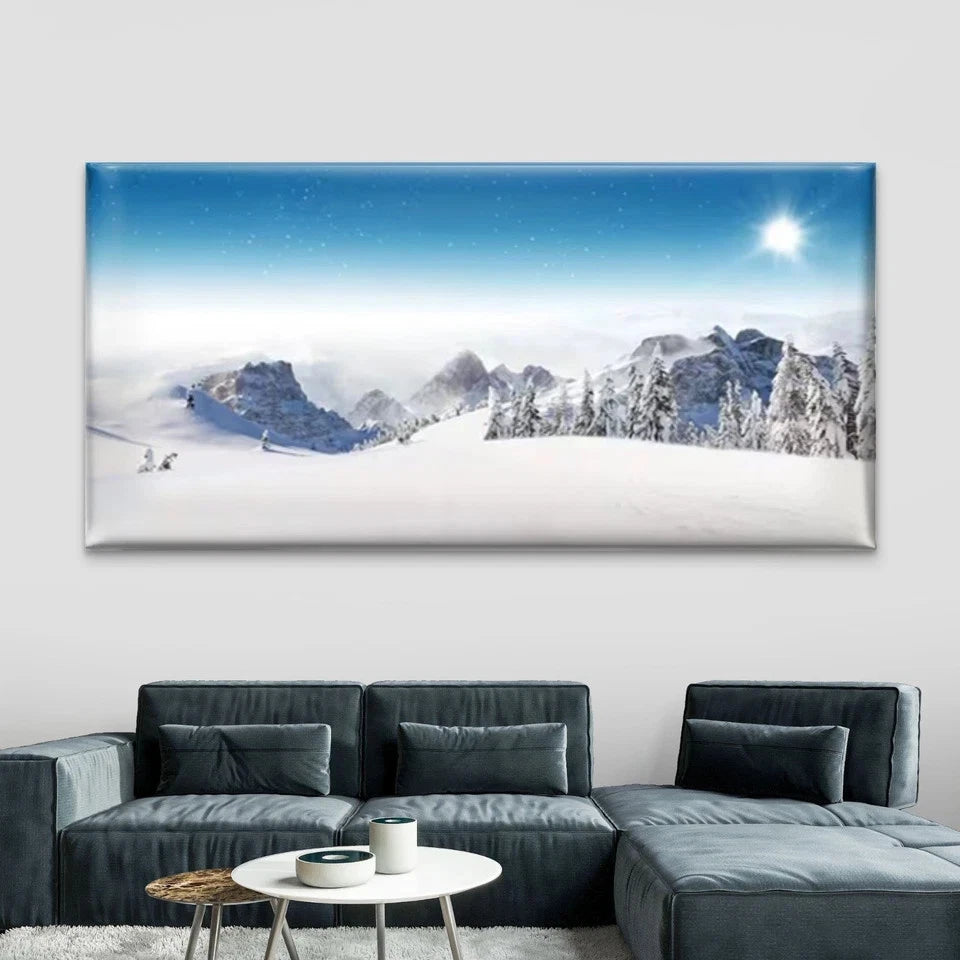 Winter Snow Scenery Images Wall Art Canvas Office Home Room Framed 120x60cm