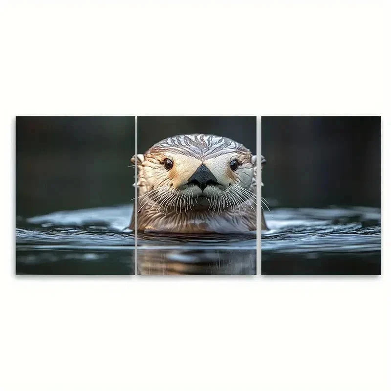 3pcs Adorable California Sea Otter RI  Wall Art Set Canvas Framed 40x60cm - High Quality Print 100% Australian Made Wall Canvas Ready to Hang - Bella Home Decor