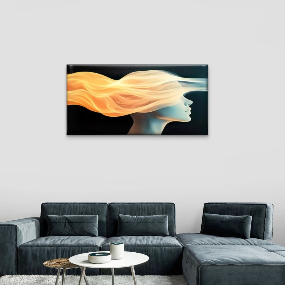 The Woman Fire Abstract Wall Art Canvas Office Home Room Framed 120x60cm