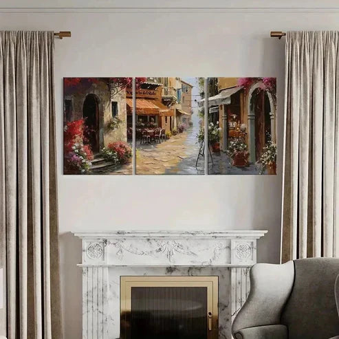 3pcs Vigneto Del Sole Italian Street Scene Wall Art Canvas Unframed - High Quality Print 100% Australian Made Wall Canvas