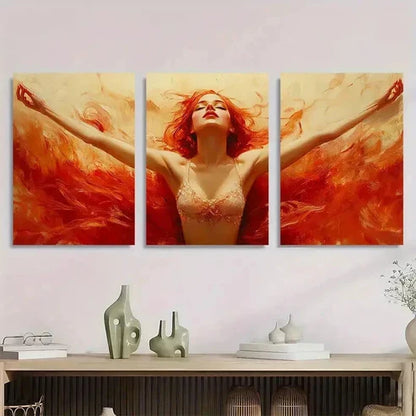 3pcs Ballet Dancer Red Hair Ballerina Wall Art Canvas Unframed - High Quality Print 100% Australian Made Wall Canvas - Bella Home Decor