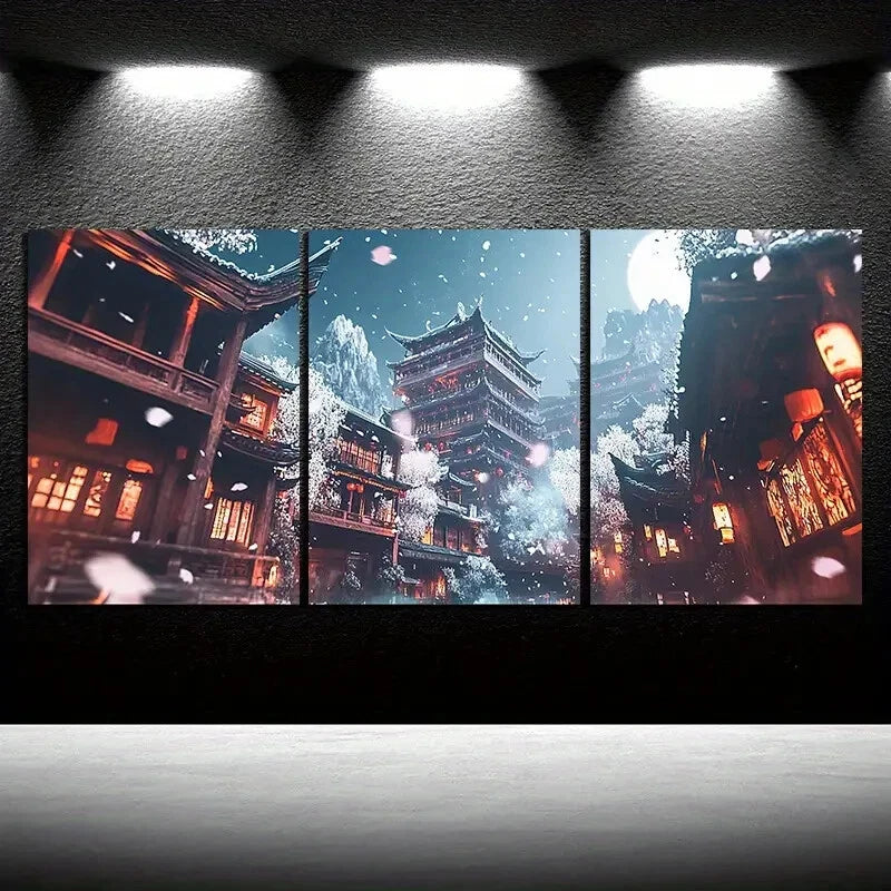 3pcs Beautiful Estate Painting Modern Metal Print Ready to Hang Art - Bella Home Decor