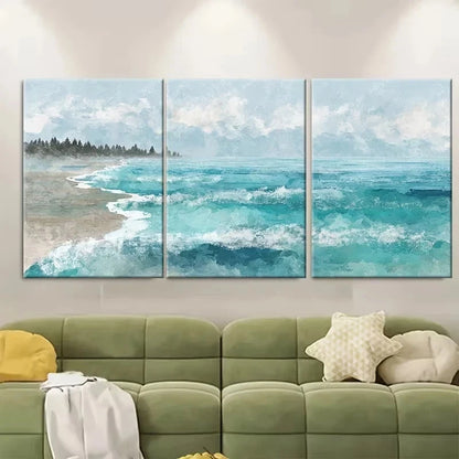 3pcs Coastal Serenity Theme, Pastel Watercolor Wall Art Set Canvas Framed 40x60cm – High Quality Print 100% Australian Made Wall Canvas Ready to Hang - Bella Home Decor