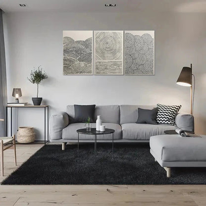 3pcs Modern Abstract Black & White Metal Print Ready to Hang Art