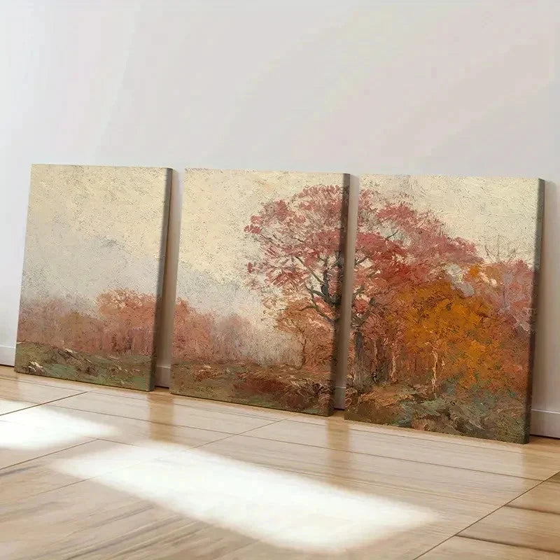 3pcs Autumn Trees Oil Style Painting Wall Art Set Canvas Framed 40x60cm - High Quality Print 100% Australian Made Wall Canvas Ready to Hang - Bella Home Decor