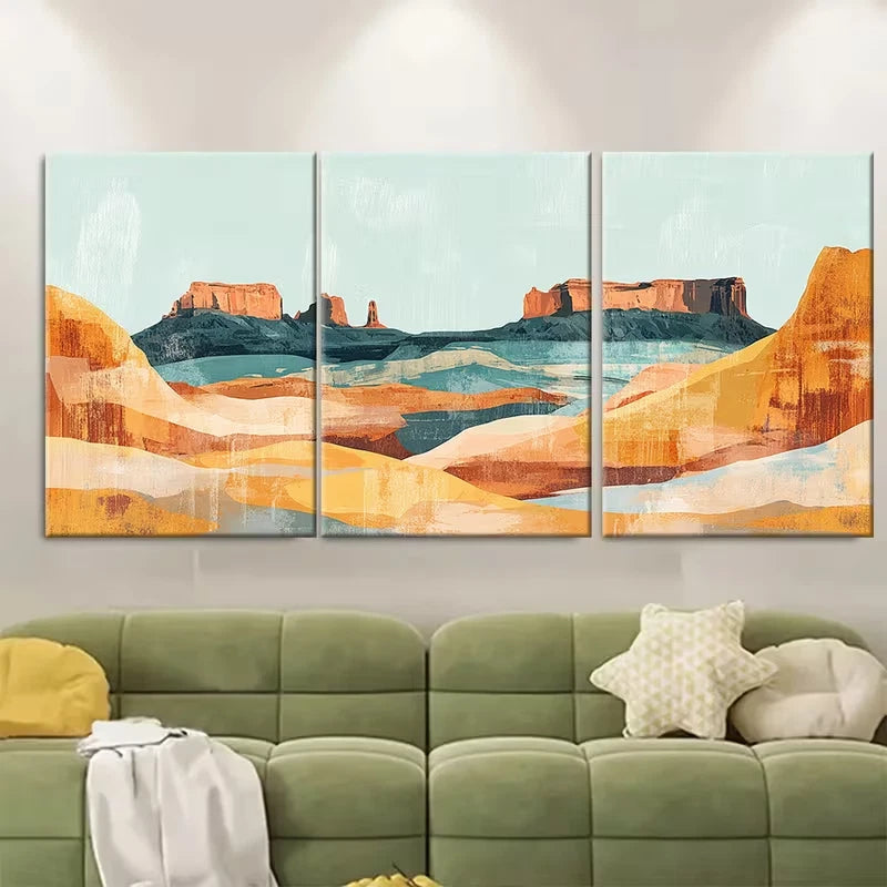 3pcs Desert Landscapes and Red Rock Formations Metal Print Ready to Hang Art - Bella Home Decor