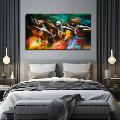 Dynamic Movement & Vibrant Colo Wall Art Canvas Office Home Room Framed 120x60cm