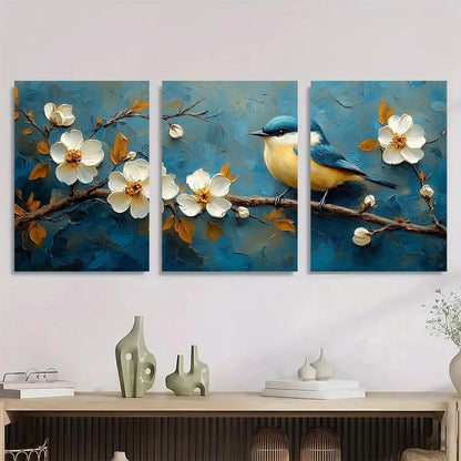 3pcs Nature Scene Abstract Blue Beige Tones Wall Art Set Canvas Framed 40x60cm - High Quality Print 100% Australian Made Wall Canvas Ready to Hang - Bella Home Decor