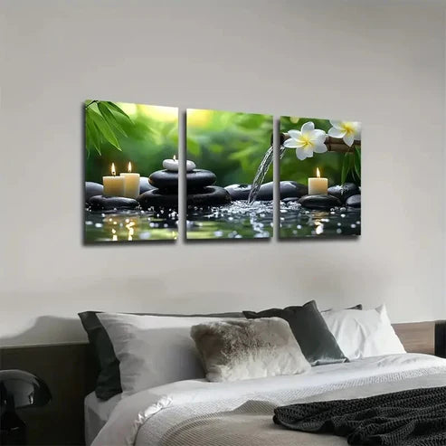 3pcs Green Plants Light Elegant Style  Wall Art Set Canvas Unframed - High Quality Print 100% Australian Made Wall Canvas