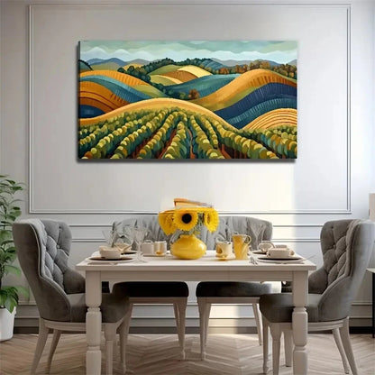 Abstract Vineyard Suitable Wall Art Canvas Office Home Room Framed 120x60cm