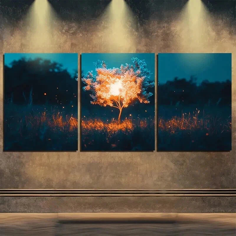 3pcs Featuring An Autumn Dark Light Tree Perfect Wall Art Set Canvas Framed 50x70cm - High Quality Print 100% Australian Made Wall Canvas Ready to Hang