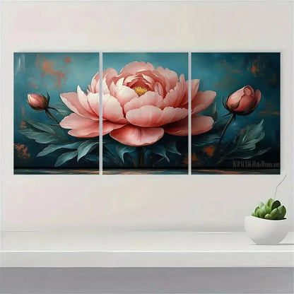 3pcs  Pink Peony Nature Artwork PN     Wall Art Set Canvas Framed 60x90cm - High Quality Print 100% Australian Made Wall Canvas Ready to Hang - Bella Home Decor