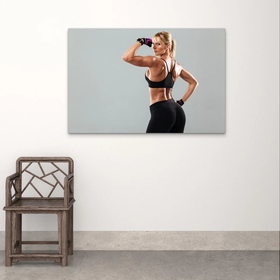 Athletic Woman Flexing Biceps Muscle 5mm Plastic Poster Ready to Hang 90x60cm