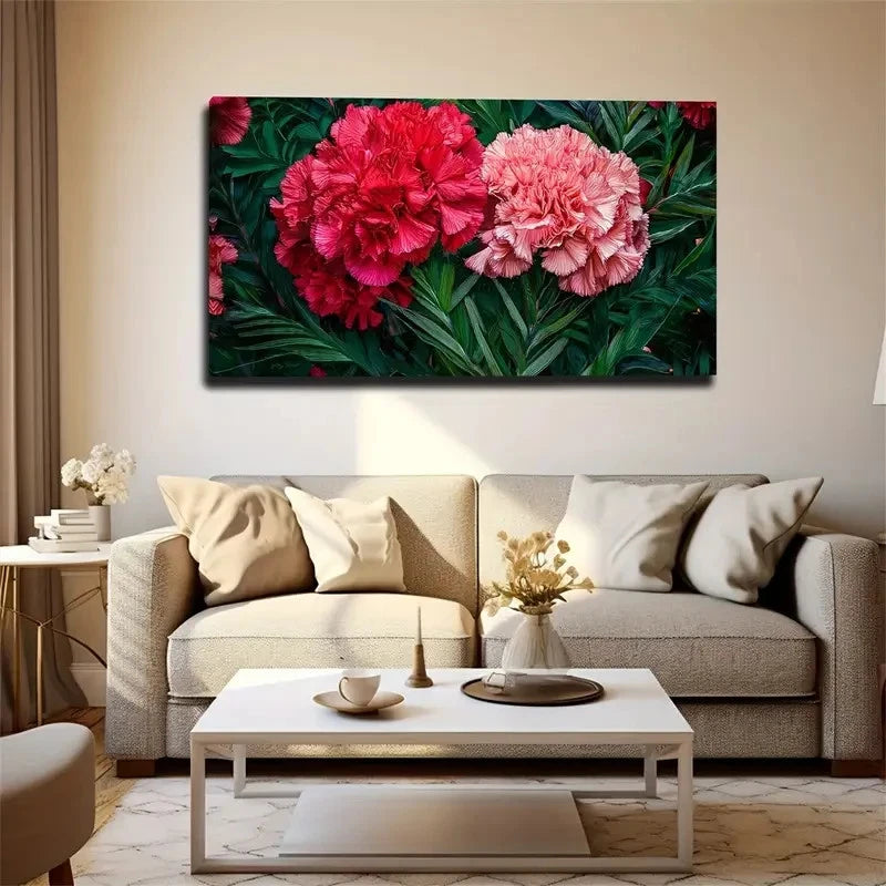 Vibrant Red Flowers Wall Art Canvas Office Home Room Framed 120x60cm