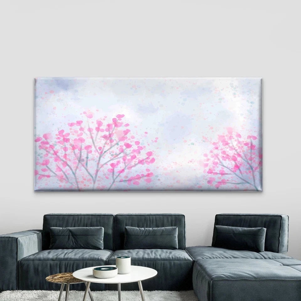 Watercolor Cherry Blossom Wall Art Canvas Office Home Room Framed 120x60cm