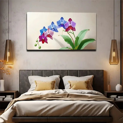 Vibrant Blue Orchid Wall Art Canvas Office Home Room Framed 120x60cm