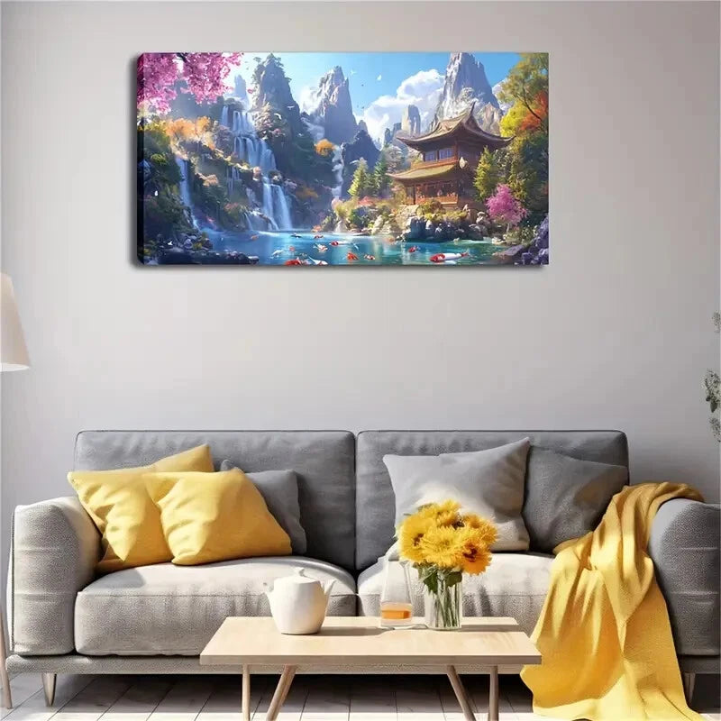 Towering Mountains Quaint Wall Art Canvas Office Home Room Framed 120x60cm - Bella Home Decor