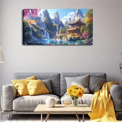 Towering Mountains Quaint Wall Art Canvas Office Home Room Framed 120x60cm - Bella Home Decor