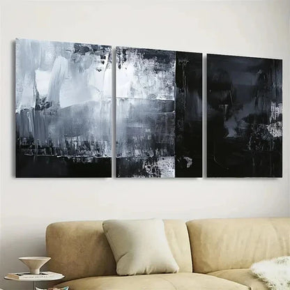 3pcs Abstract Art Black and Gray  Wall Art Set Canvas Unframed - High Quality Print 100% Australian Made Wall Canvas - Bella Home Decor