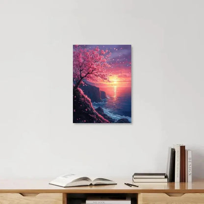 Beautiful Charming Sunset & Pink Cherry Blossoms 60x90cm Metal Print Ready to Hang