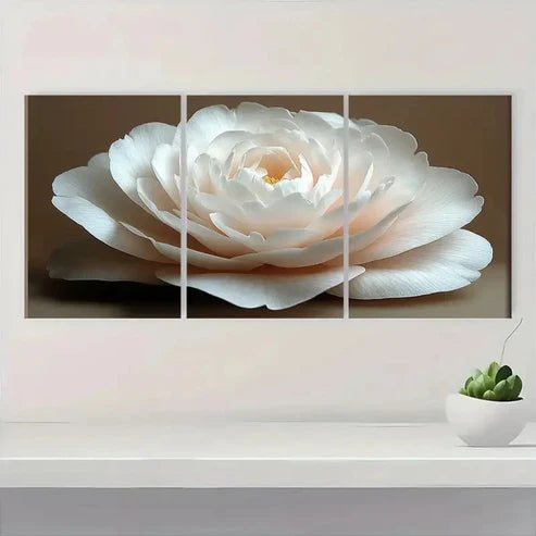 3pcs White Camellia Flower Elegant Floral CF  Wall Art Set Canvas Unframed - High Quality Print 100% Australian Made Wall Canvas