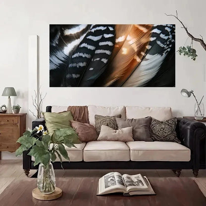 Nature'S Beauty Feather Wall Art Canvas Office Home Room Framed 120x60cm