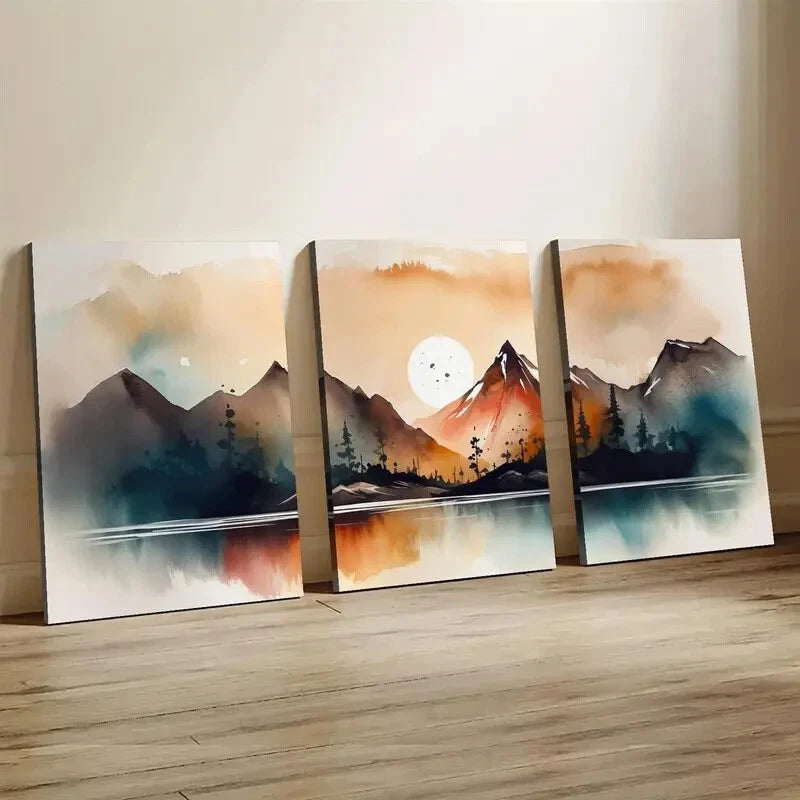 3pcs Mountain Landscape Nature Décor Perfect Wall Art Set Canvas Framed 40x60cm - High Quality Print 100% Australian Made Wall Canvas Ready to Hang - Bella Home Decor