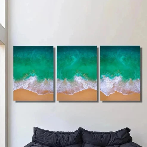 3pcs Summer Season Ocean Waves Landscape Wall Art Canvas Unframed - High Quality Print 100% Australian Made Wall Canvas